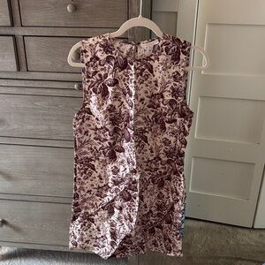 Doen Toile Sleeveless Dress in Burgundy and Cream